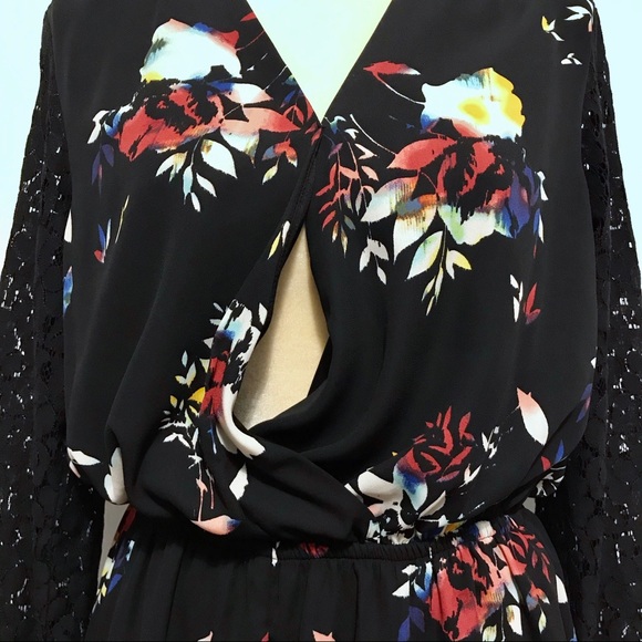 ❌SOLD❌ Xhilaration Black with Floral Dress Women L - Picture 3 of 15
